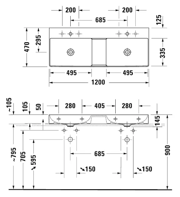 Duravit - DuraSquare - Dupla mosdó - 2353120071 – 2. kép