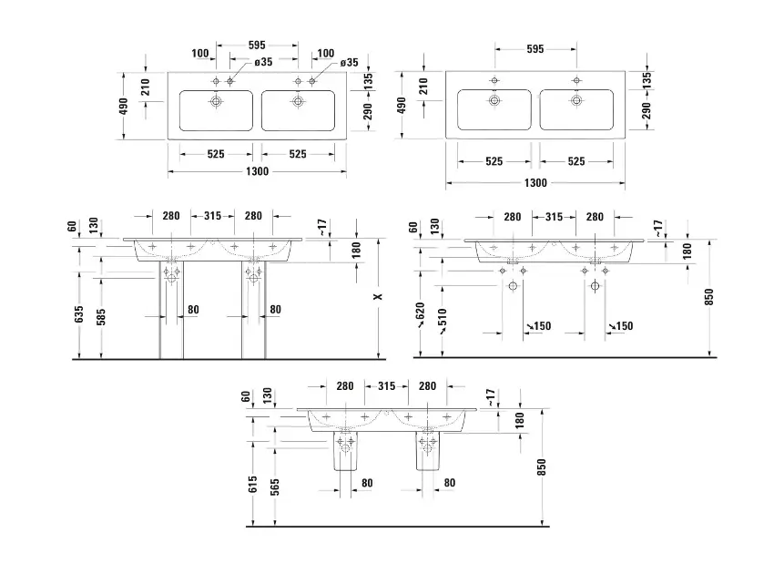 Duravit - ME by Starck - Dupla mosdó - 233613AC60 – 2. kép