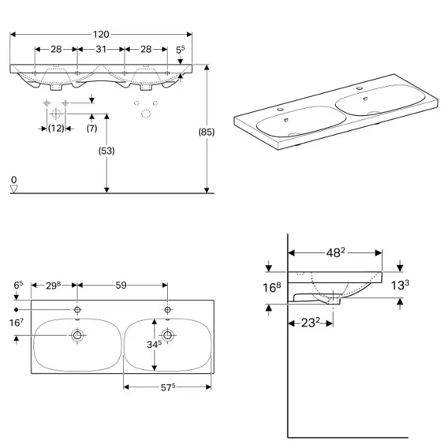 Geberit - Acanto - Dupla mosdó - 500.627.01.2 – 2. kép