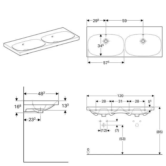 Geberit - Acanto - Dupla mosdó - 500.628.01.8 – 2. kép