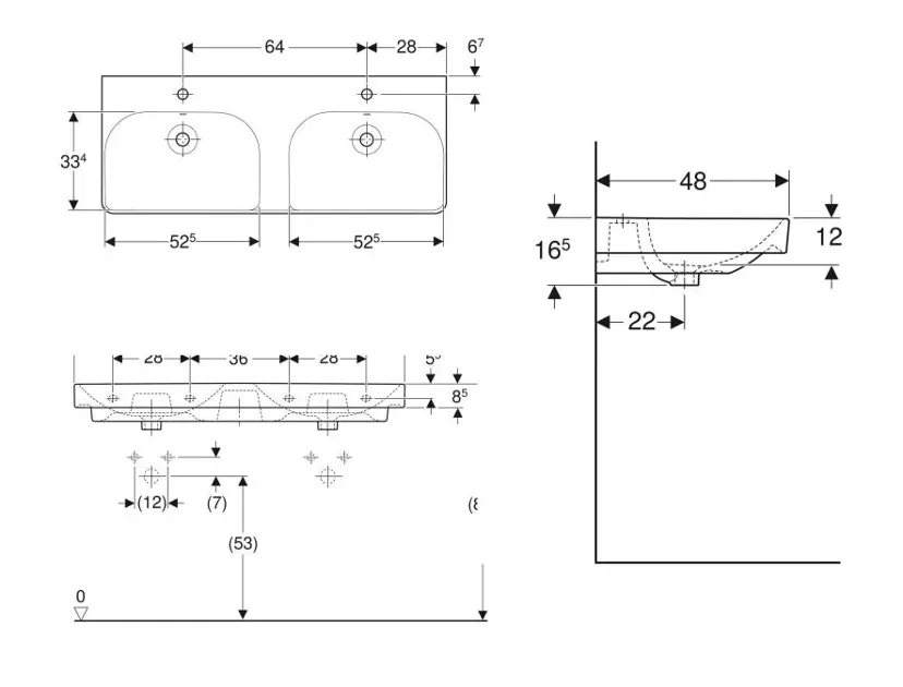 Geberit - Smyle Square - Dupla mosdó - 500.223.01.1 – 2. kép