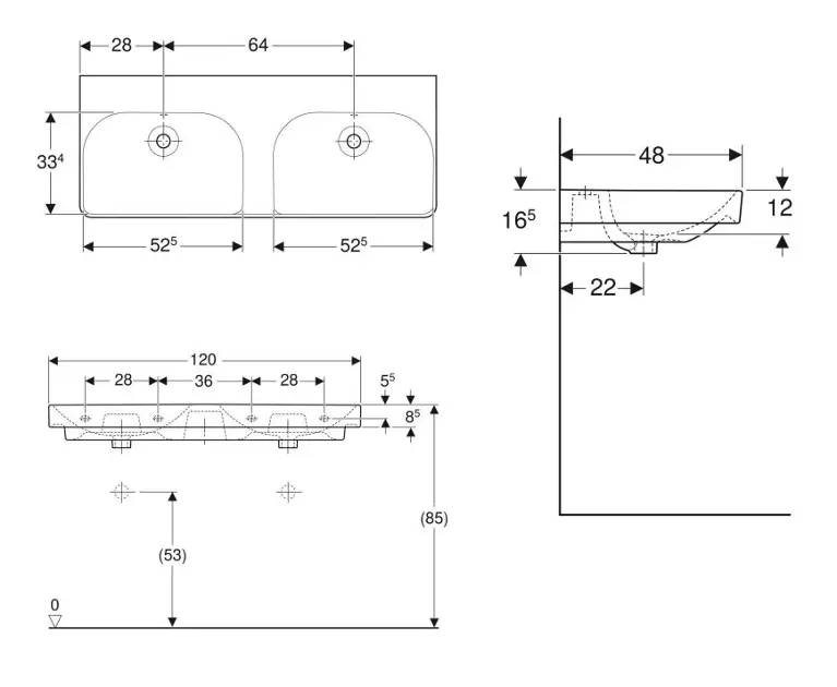 Geberit - Smyle Square - Dupla mosdó - 500.224.01.1 – 2. kép