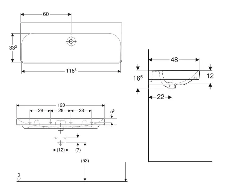 Geberit - Smyle Square - Dupla mosdó - 500.225.01.1 – 2. kép