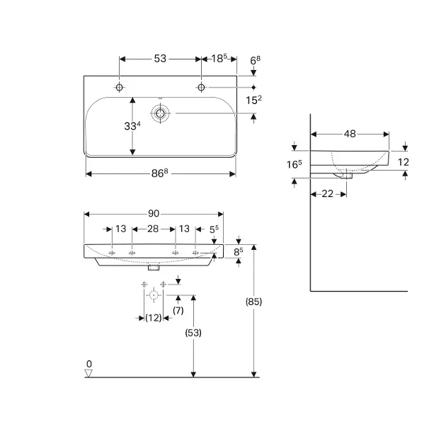 Geberit - Smyle Square - Dupla mosdó - 500.252.01.1 – 2. kép