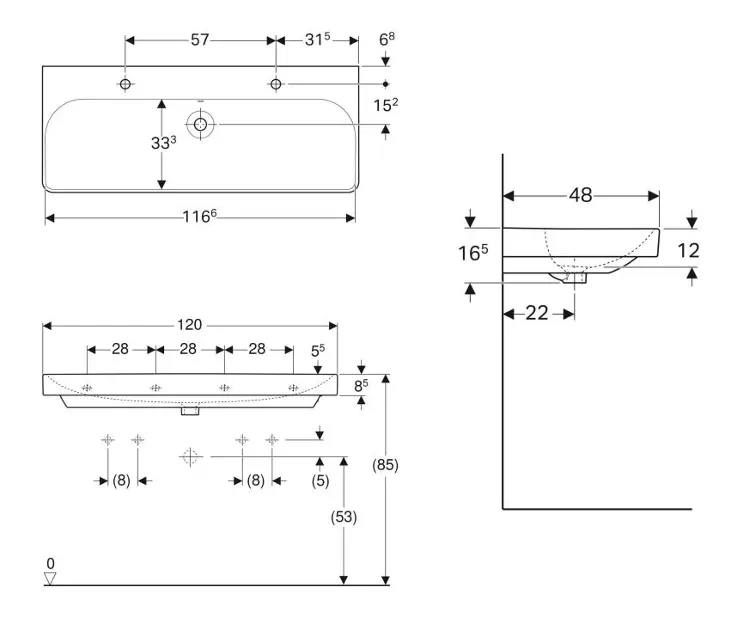 Geberit - Smyle Square - Dupla mosdó - 500.253.01.1 – 2. kép