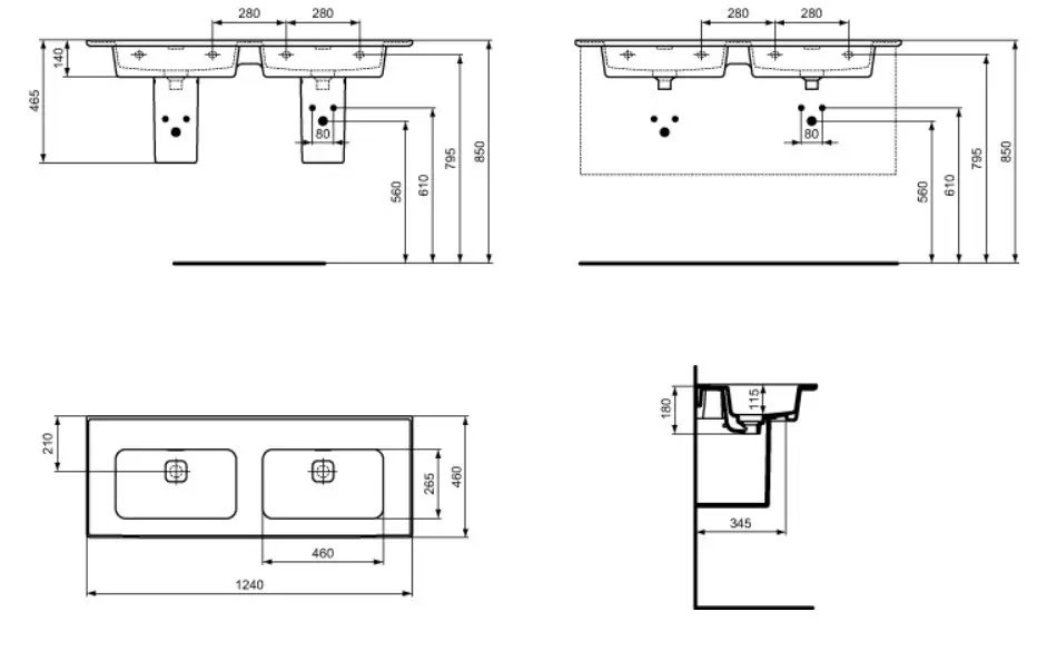 Ideal Standard - Strada II - Dupla mosdó - T3636MA – 2. kép
