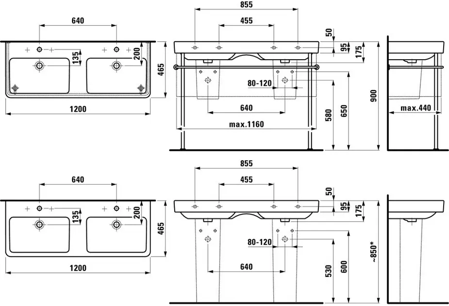 Laufen - Pro S - Dupla mosdó - H8149664001081 – 2. kép