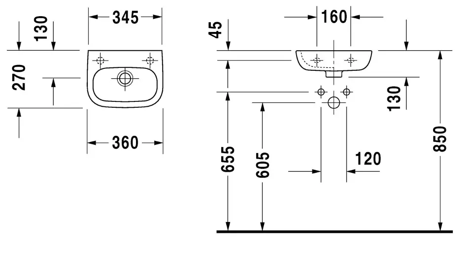 Duravit - D-Code - Kisméretű mosdó - 07053600082 – 2. kép