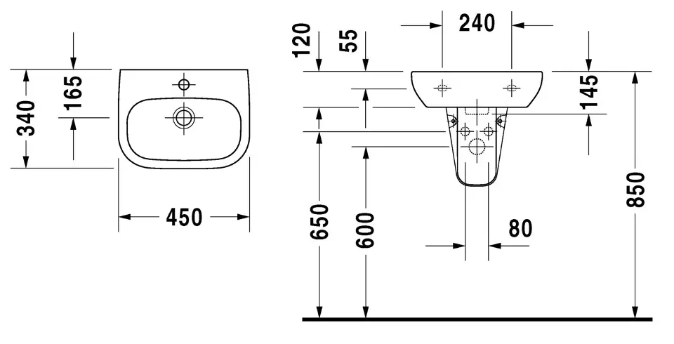 Duravit - D-Code - Kisméretű mosdó - 07054500002 – 2. kép