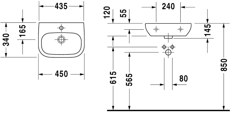 Duravit - D-Code - Kisméretű mosdó - 07074500002 – 2. kép