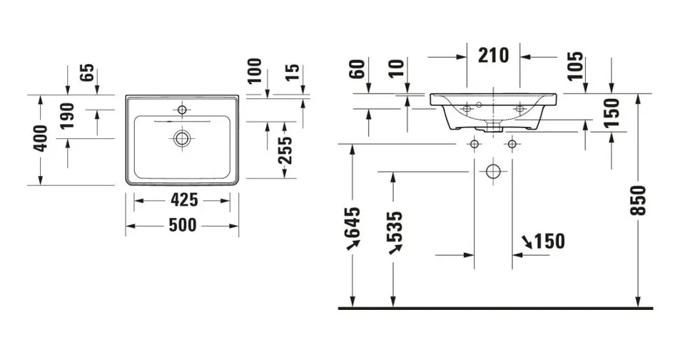 Duravit - D-Neo - Kisméretű mosdó - 0742500000 – 2. kép