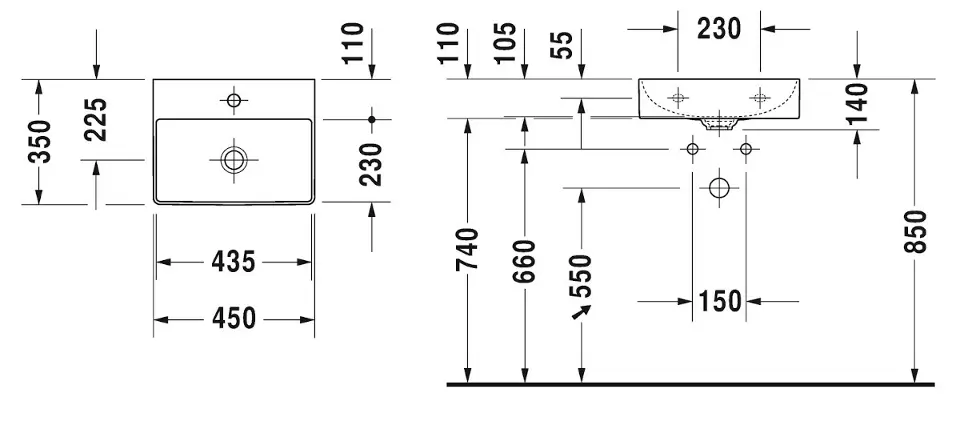 Duravit - DuraSquare - Kisméretű mosdó - 0732450041 – 2. kép
