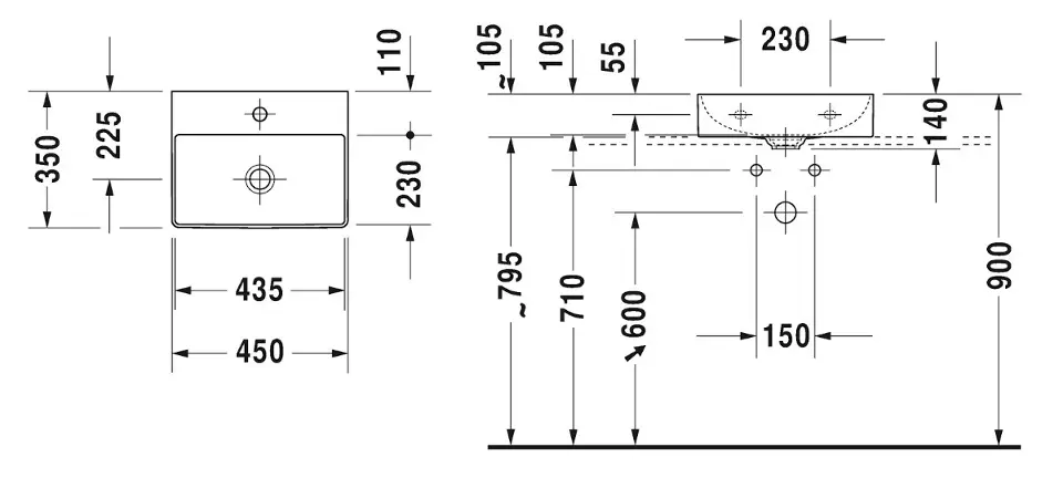 Duravit - DuraSquare - Kisméretű mosdó - 0732450079 – 2. kép