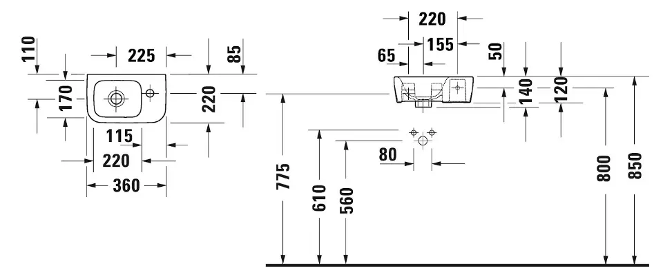 Duravit - DuraStyle - Kisméretű mosdó - 07133600001 – 2. kép