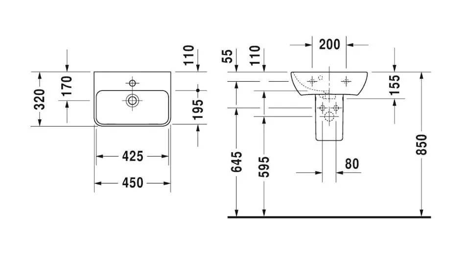 Duravit - ME by Starck - Kisméretű mosdó - 071945AA10 – 2. kép