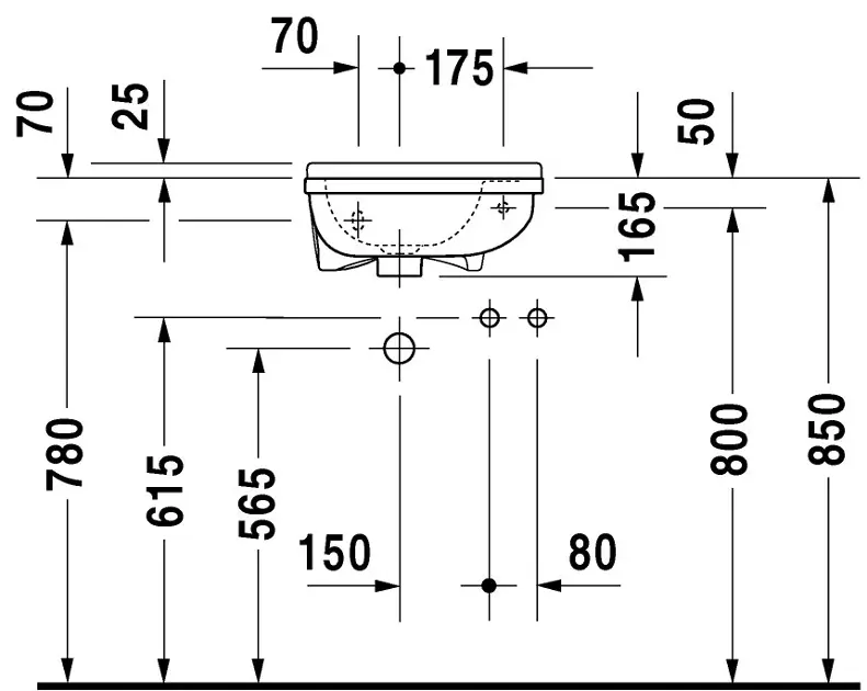Duravit - Starck 3 - Kisméretű mosdó - 0751400000 – 3. kép
