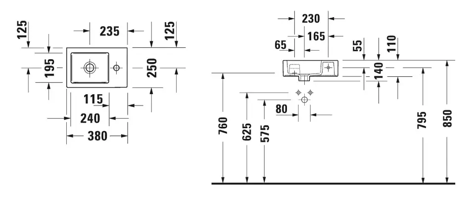 Duravit - Vero Air - Kisméretű mosdó - 0724380000 – 2. kép