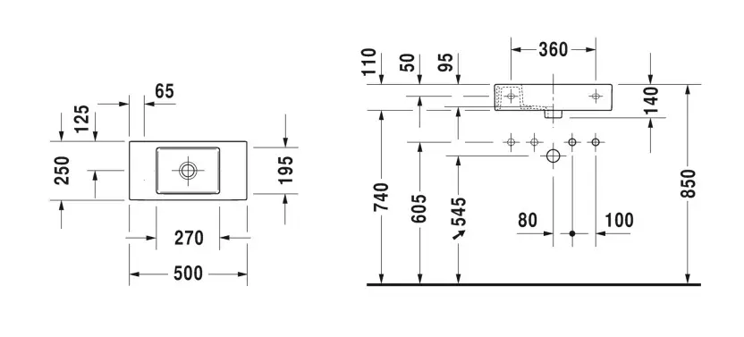 Duravit - Vero Air - Kisméretű mosdó - 07245000001 – 2. kép