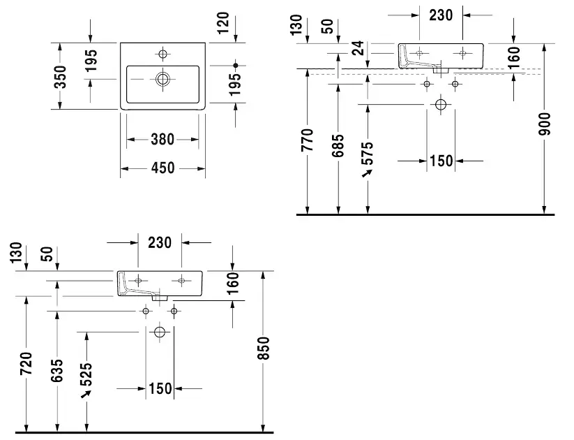 Duravit - Vero - Kisméretű mosdó - 0704450000 – 2. kép