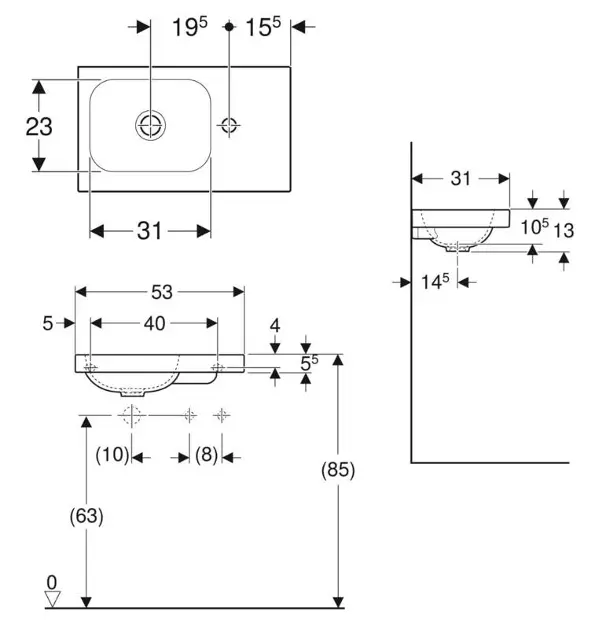 Geberit - iCon - Kisméretű mosdó - 501.832.JT.1 – 2. kép
