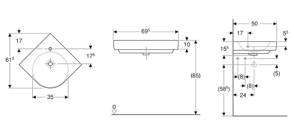 Geberit - Selnova Compact - Kisméretű mosdó - 501.508.00.7 – 2. kép