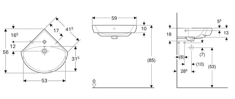 Geberit - Selnova - Kisméretű mosdó - 501.050.00.5 – 2. kép
