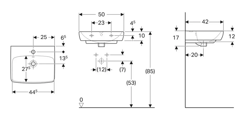 Geberit - Selnova Square - Kisméretű mosdó - 500.310.01.7 – 2. kép