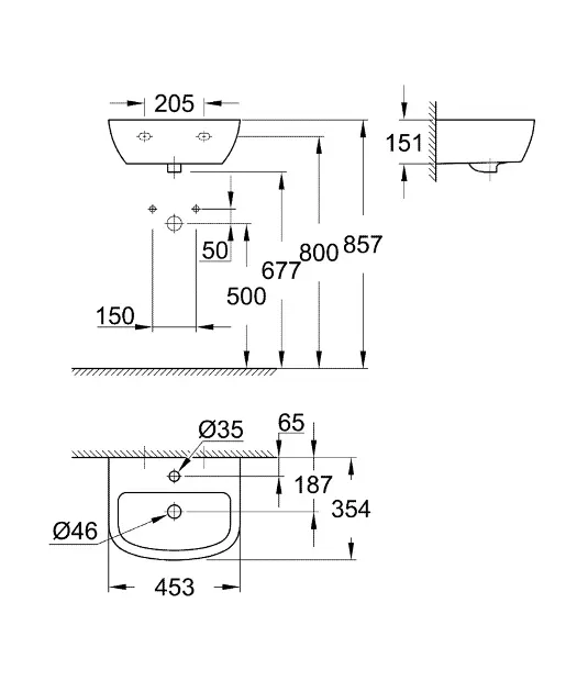 Grohe - Bau Ceramic - Kisméretű mosdó - 39424000 – 2. kép