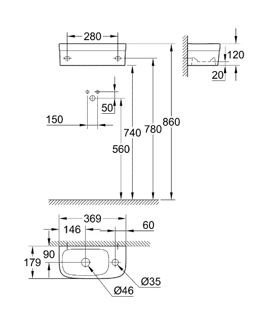 Grohe - Euro Ceramic - Kisméretű mosdó - 39327000 – 2. kép