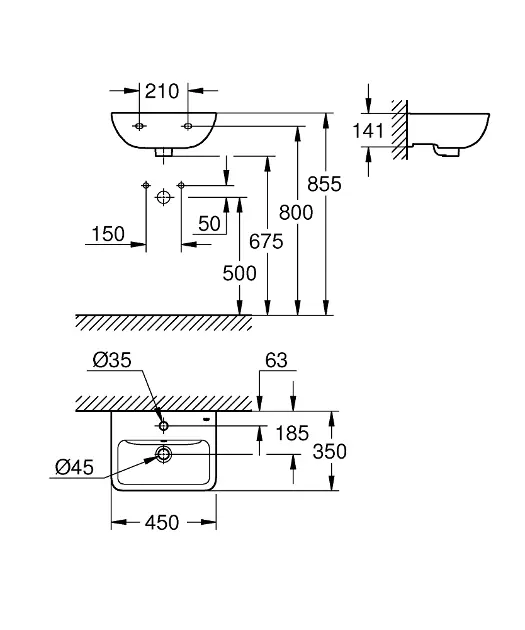 Grohe - Start Edge - Kisméretű mosdó - 39953000 – 2. kép