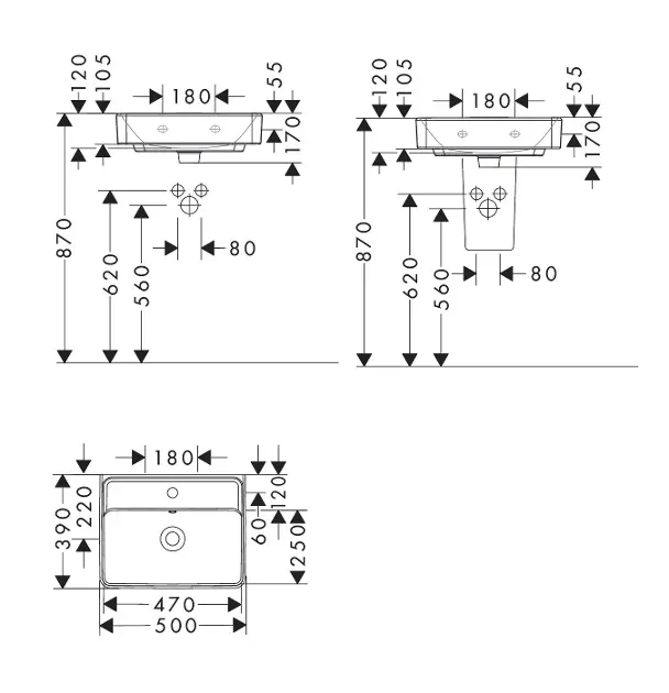 Hansgrohe - Xanuia Q - Kisméretű mosdó - 61008450 – 2. kép