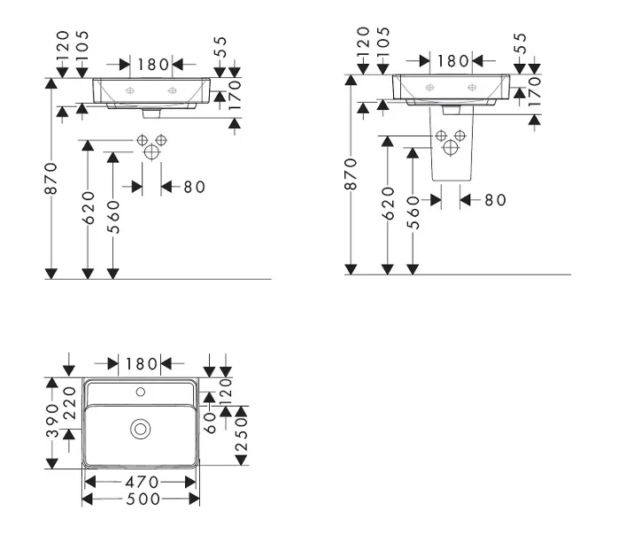 Hansgrohe - Xanuia Q - Kisméretű mosdó - 61144450 – 2. kép