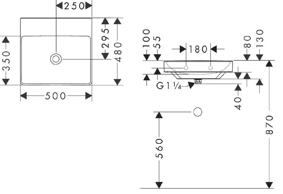 Hansgrohe - Xelu Q - Kisméretű mosdó - 61015450 – 2. kép