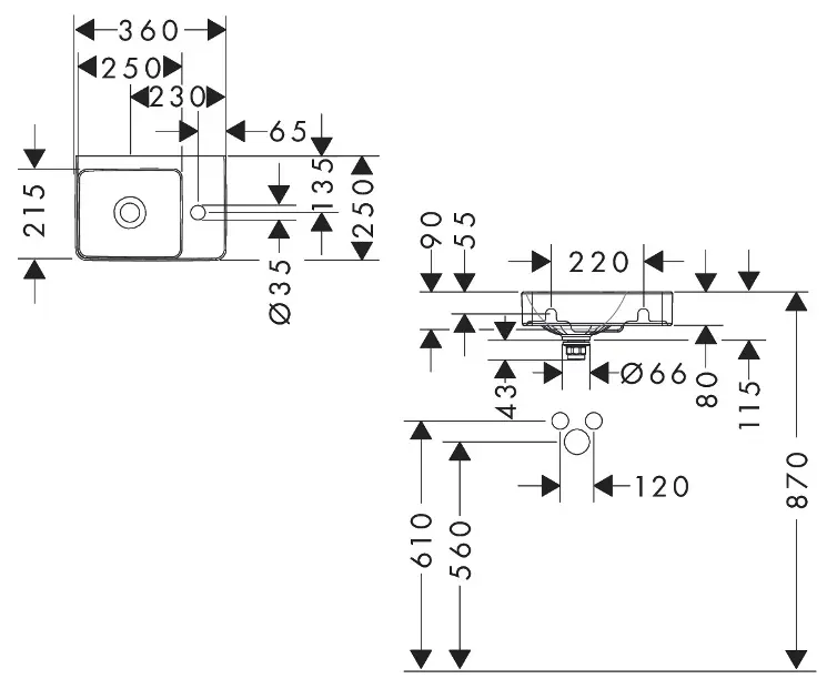 Hansgrohe - Xelu Q - Kisméretű mosdó - 61084450 – 2. kép