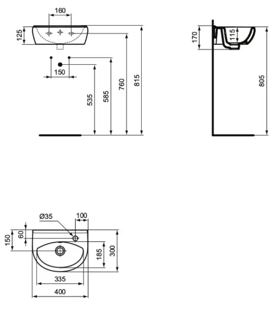 Ideal Standard - Alpha - Kisméretű mosdó - R027501 – 2. kép