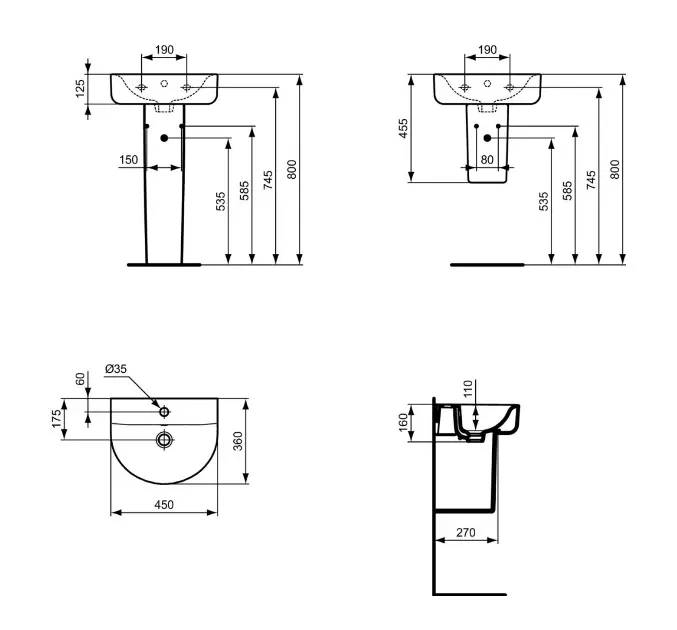 Ideal Standard - Connect - Kisméretű mosdó - E7968MA – 2. kép