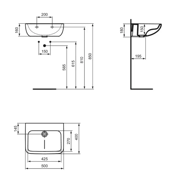 Ideal Standard - Contour 21+ - Kisméretű mosdó - E1725HY – 2. kép