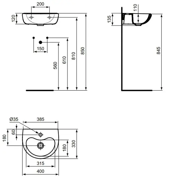 Ideal Standard - Contour 21 - Kisméretű mosdó - S263901 – 2. kép