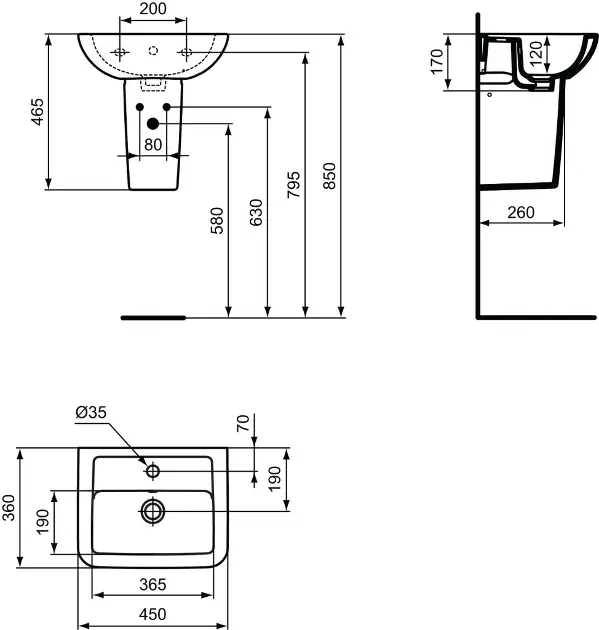 Ideal Standard - Eurovit - Kisméretű mosdó - K284801 – 2. kép