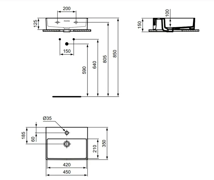 Ideal Standard - Extra - Kisméretű mosdó - T373201 – 2. kép