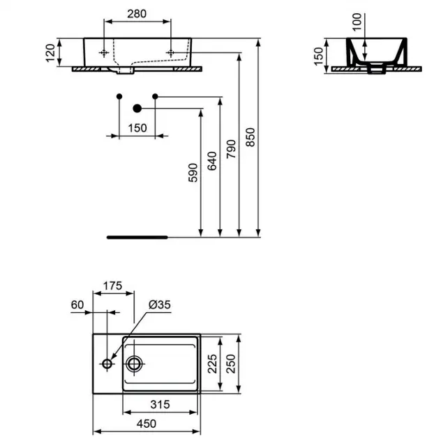 Ideal Standard - Extra - Kisméretű mosdó - T392001 – 2. kép