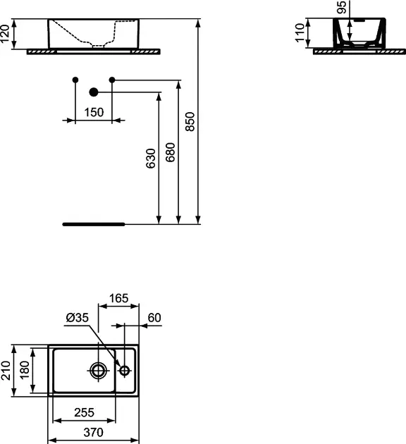 Ideal Standard - Tempo - Kisméretű mosdó - E210901 – 2. kép