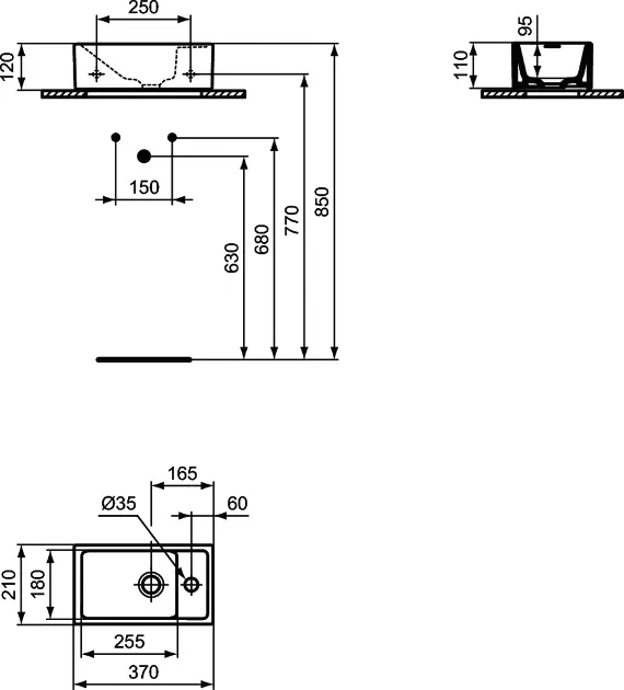 Ideal Standard - Tempo - Kisméretű mosdó - E211201 – 2. kép