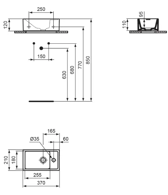 Ideal Standard - Tempo - Kisméretű mosdó - E2112V3 – 2. kép
