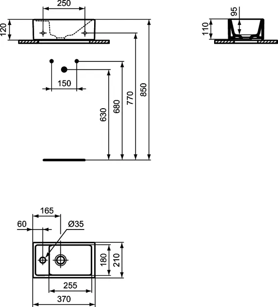 Ideal Standard - Tempo - Kisméretű mosdó - E211301 – 2. kép
