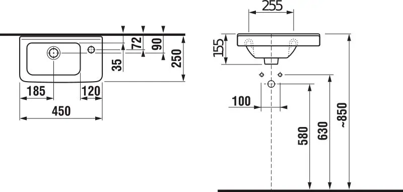 Jika - Cubito - Kisméretű mosdó - H8114240001061 – 2. kép