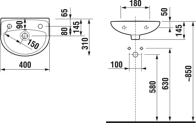 Jika - Lyra plus - Kisméretű mosdó - H8153810001061 – 2. kép