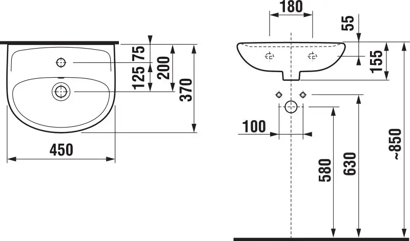 Jika - Lyra plus - Kisméretű mosdó - H8153820001041 – 2. kép