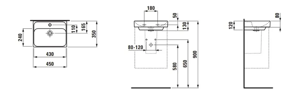 Laufen - Meda - Kisméretű mosdó - H8151110001041 – 2. kép