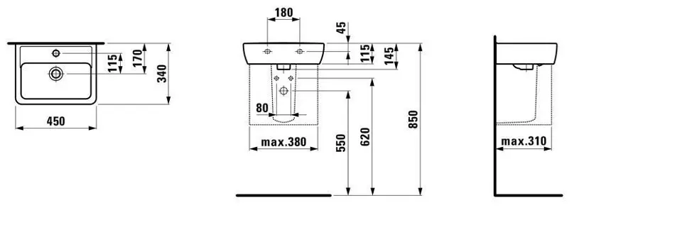 Laufen - Pro - Kisméretű mosdó - H8119510001041 – 2. kép